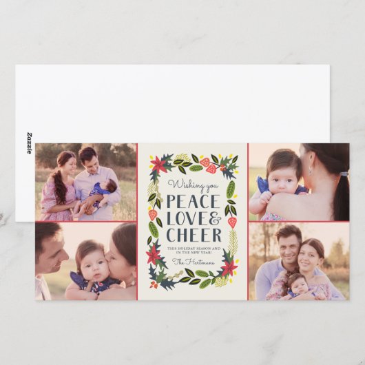 Vier foto's voor feestelijke Lijsten Feestdagenkaart (Voorkant / Achterkant)