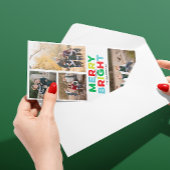 Vier foto's Vrolijke heldere en kleurrijke Skinny  Feestdagenkaart