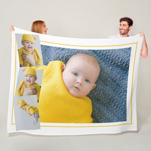 Vier fotosjabloon gepersonaliseerd fleece deken (In situ)