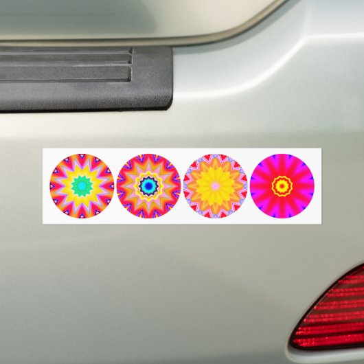 Vier Fractal Mandalas Bumpersticker (Op auto)