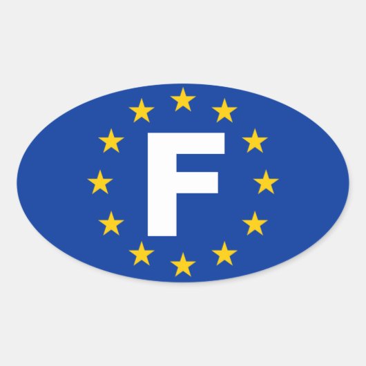 VIER Frankrijk "F" Vlag Europese Unie Ovale Sticker (Voorkant)
