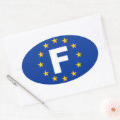 VIER Frankrijk "F" Vlag Europese Unie Ovale Sticker (Envelop)
