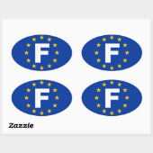 VIER Frankrijk "F" Vlag Europese Unie Ovale Sticker (Vel)