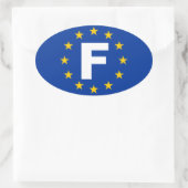 VIER Frankrijk "F" Vlag Europese Unie Ovale Sticker (Tas)