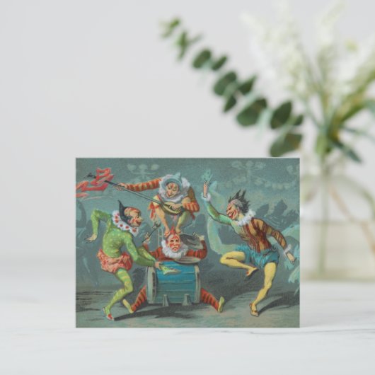 Vier Franse Clowns Briefkaart (Staand voorkant)