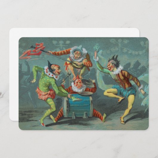 Vier Franse clowns-uitnodiging Kaart (Voorkant / Achterkant)