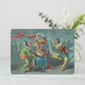 Vier Franse clowns-uitnodiging Kaart (Staand voorkant)