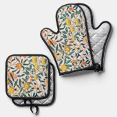 Vier Fruit Patroon, William Morris Ovenwant & Pannenlap Set (Voorkant / Achterkant)