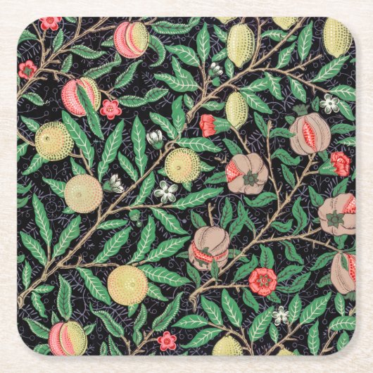 Vier fruit, William Morris Kartonnen Onderzetters (Voorkant)