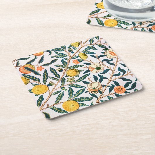 Vier fruit, William Morris Kartonnen Onderzetters (Schuin)