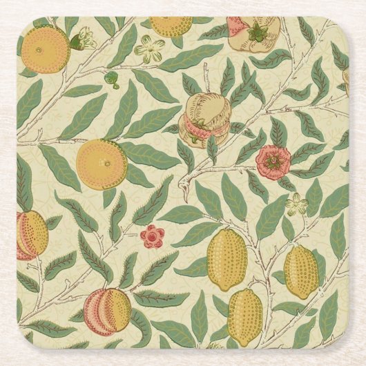 Vier fruit, William Morris Kartonnen Onderzetters (Voorkant)