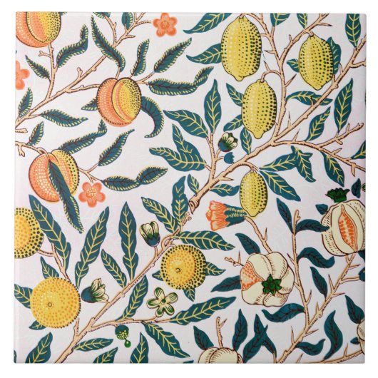 Vier fruit, William Morris Tegeltje (Voorkant)