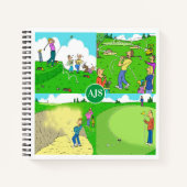 Vier Fun Golf-Cartoons. Notitieboek (Voorkant)