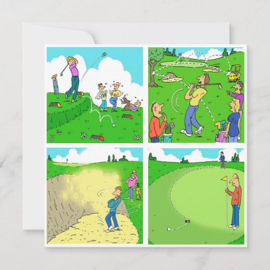 Vier Funny Golfer Cartoons (Voorkant)
