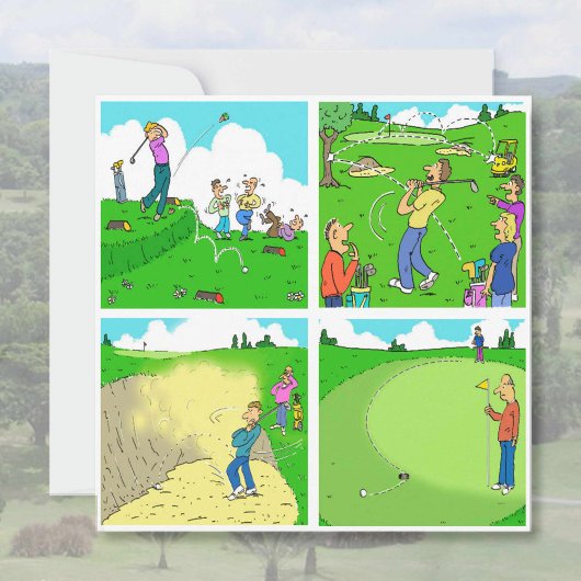 Vier Funny Golfer Cartoons