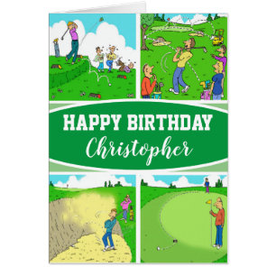 Vier Funny Golfer Cartoons