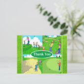 Vier Funny Golfer Cartoons Briefkaart (Staand voorkant)