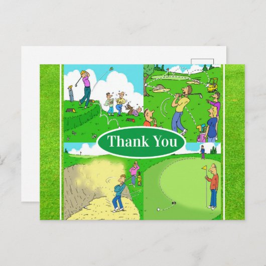 Vier Funny Golfer Cartoons Briefkaart (Voorkant / Achterkant)