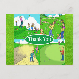 Vier Funny Golfer Cartoons Briefkaart