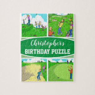 Vier Funny Golfer Cartoons Legpuzzel