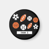 Vier Funny Sports Balls Magnet (Voorkant)