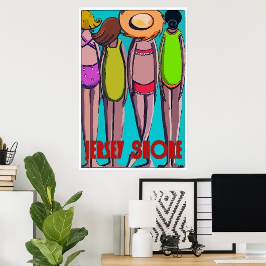 Vier Gals op Jersey Shore Poster (Thuiskantoor)