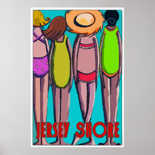 Vier Gals op Jersey Shore Poster