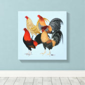 Vier Gamecocks Canvas Afdruk (Insitu (Houten vloer))