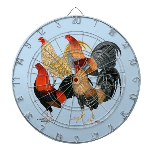 Vier Gamecocks Dartbord (Voorkant)