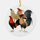 Vier Gamecocks Keramisch Ornament (Voorkant)