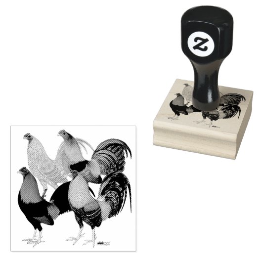 Vier Gamecocks Rubberstempel (Gestempeld)