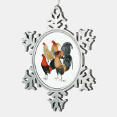 Vier Gamecocks Tin Sneeuwvlok Ornament (Rechts)
