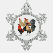 Vier Gamecocks Tin Sneeuwvlok Ornament (Voorkant)