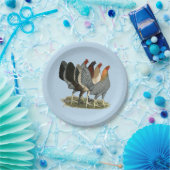 Vier gamefowl hennen papieren bordje (Feest)