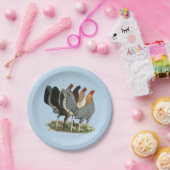 Vier gamefowl hennen papieren bordje (Feest)