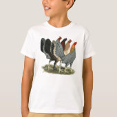 Vier Gamefowl Hens T-shirt (Voorkant)