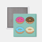 Vier geassorteerde donuts patroon magneet (Voorkant / Achterkant)