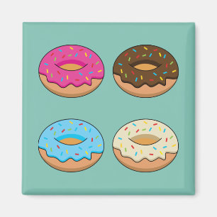 Vier geassorteerde donuts patroon magneet