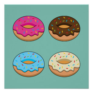 Vier geassorteerde donuts patroon perfect poster