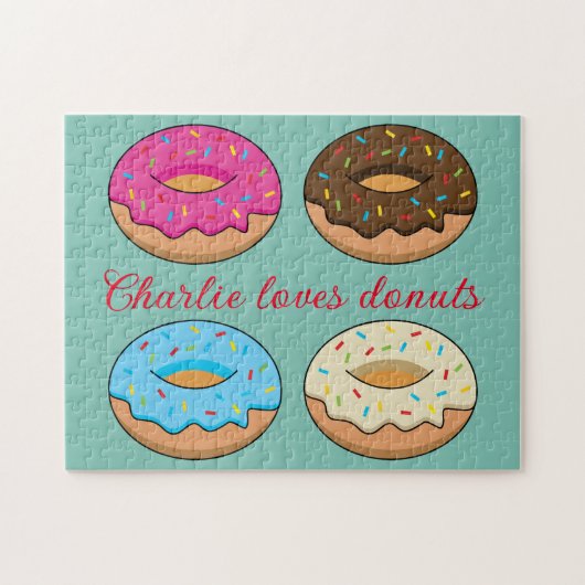 Vier geassorteerde donuts patroon | personaliseren legpuzzel (Horizontaal)