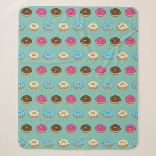 Vier geassorteerde donuts patroon sherpa deken (Voorkant)