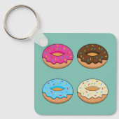 Vier geassorteerde donuts patroon sleutelhanger (Voorkant)