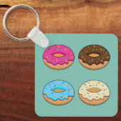 Vier geassorteerde donuts patroon sleutelhanger (Voorkant)