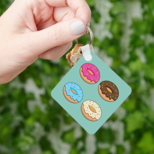 Vier geassorteerde donuts patroon sleutelhanger (Hand)