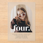 Vier gebogen foto verjaardag acryl uitnodigingen (Voorkant)