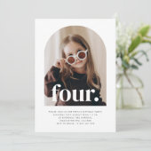 Vier gebogen foto verjaardag kaart (Staand voorkant)