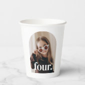 Vier gebogen foto verjaardag papieren bekers (Achterkant)