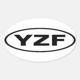VIER geelmes "YZF" Ovale Sticker