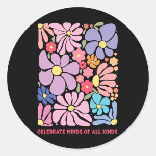 Vier geesten van alle soorten Bloemen Neurodiversi Ronde Sticker