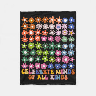 Vier geesten van alle soorten Groovy Flower Autism Fleece Deken